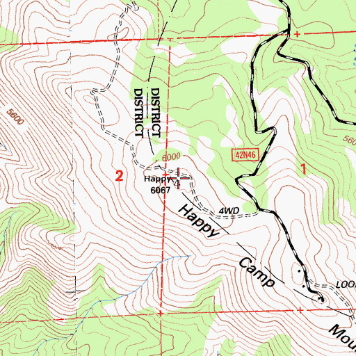 Topographic Map of Happy Camp Mountain, CA