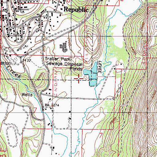 Topographic Map of Republic Wastewater Treatment Plant, WA