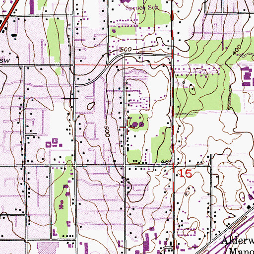 Topographic Map of Lynnwood City Water Tanks, WA