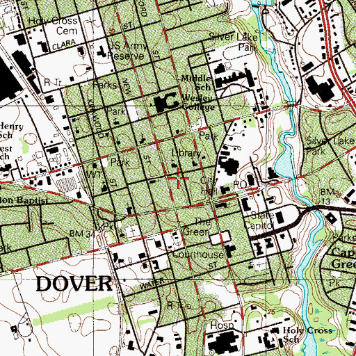Topographic Map of Dover Fire Department Station 1, DE