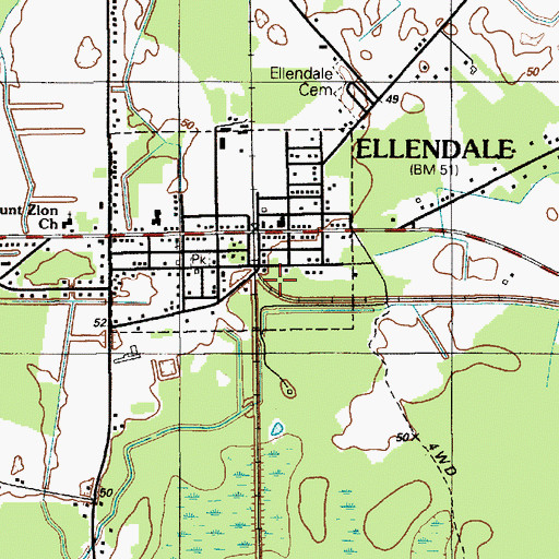 Topographic Map of Ellendale Volunteer Fire Company, DE
