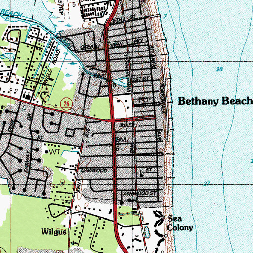 Topographic Map of Bethany Beach Volunteer Fire Company Station 1, DE