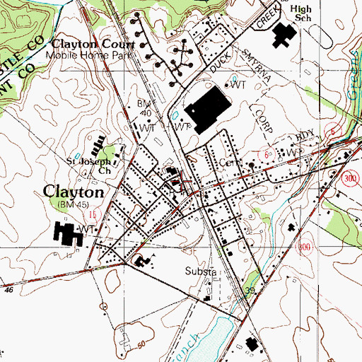 Topographic Map of Clayton Fire Company Number 1 Incorporated Station 45, DE