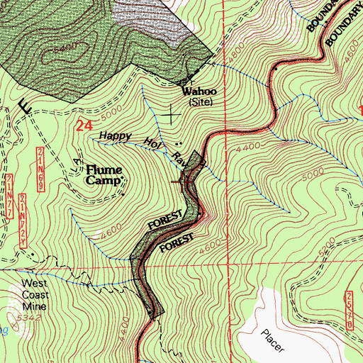 Topographic Map of Happy Hollow Ravine, CA
