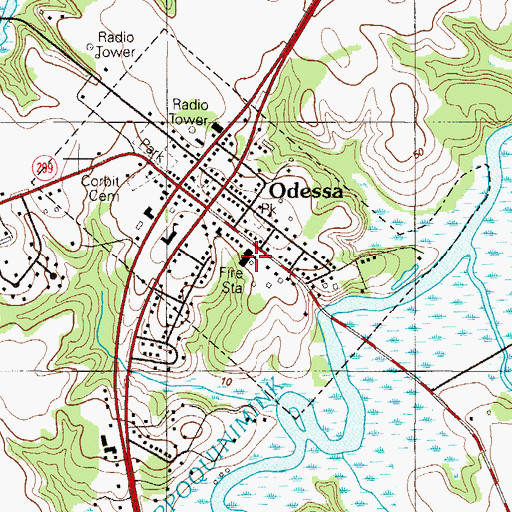 Topographic Map of Odessa Fire Company Station 24, DE