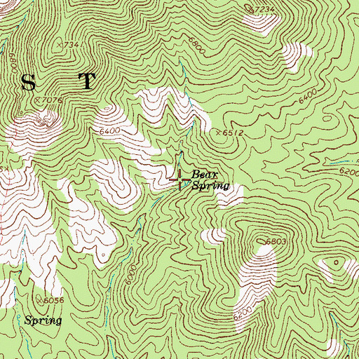 Topographic Map of Bear Spring, AZ