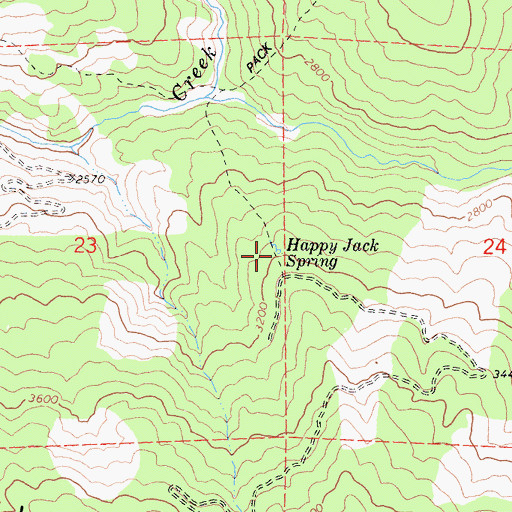 Topographic Map of Happy Jack Spring, CA
