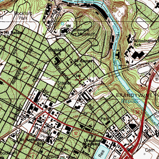 Topographic Map of Wilmington Fire Department Station 5, DE