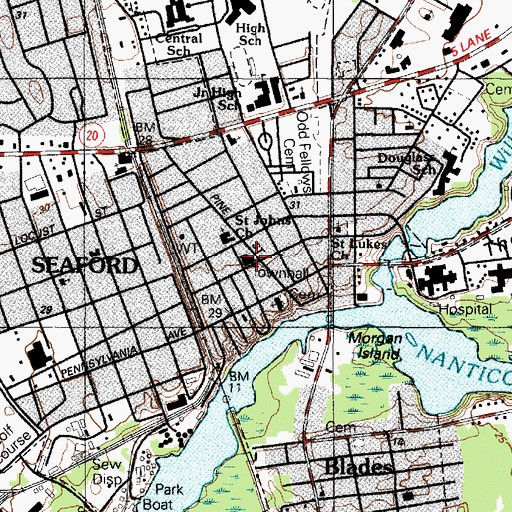 Topographic Map of Seaford Volunteer Fire Department, DE