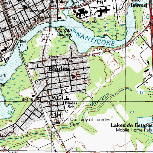 Topographic Map of Blades Volunteer Fire Company Incorporated, DE