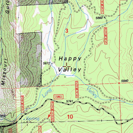 Topographic Map of Happy Valley, CA