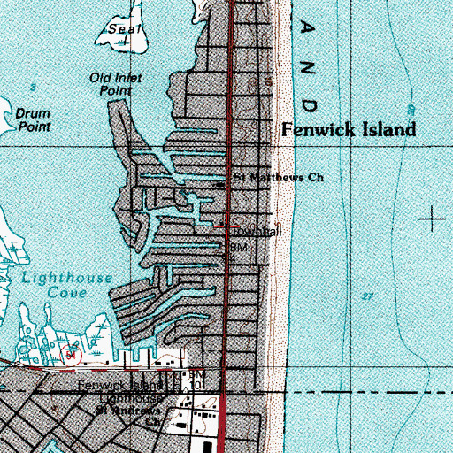 Topographic Map of Bethany Beach Volunteer Fire Company Station 2, DE