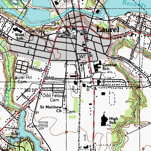 Topographic Map of Laurel Fire Department Station 1, DE