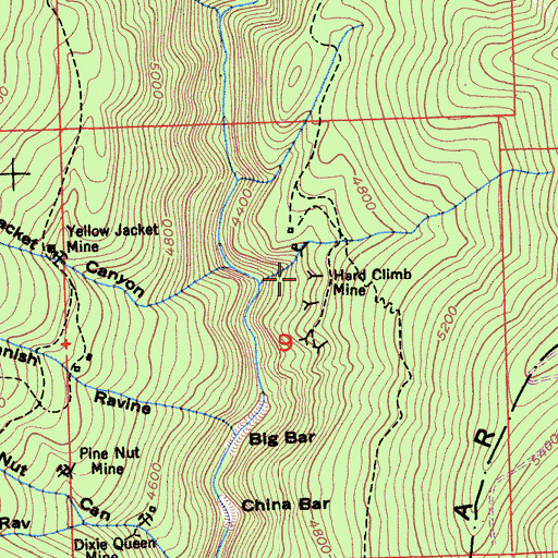 Topographic Map of Hard Climb Mine, CA