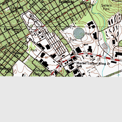 Topographic Map of Wilmington Fire Department Station 3, DE