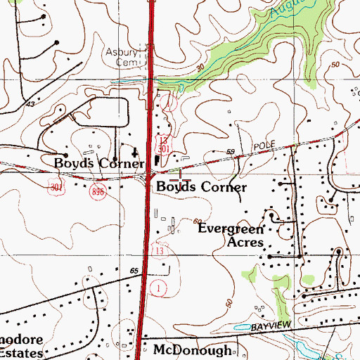Topographic Map of Odessa Fire Company Station 4, DE