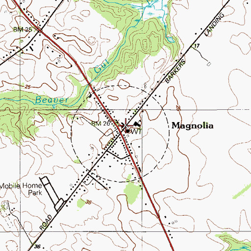 Topographic Map of Magnolia Volunteer Fire Company, DE