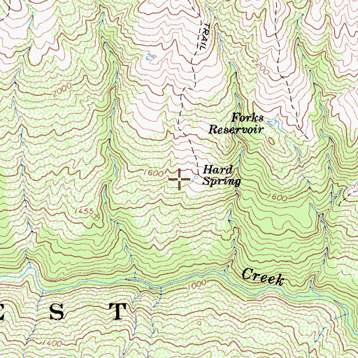 Topographic Map of Hard Spring, CA
