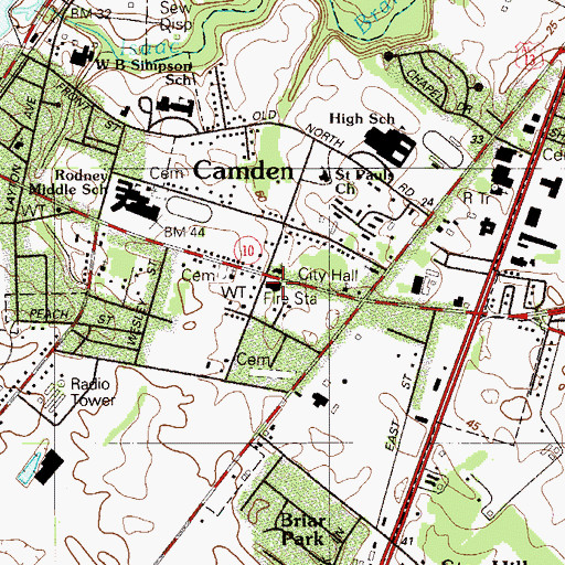 Topographic Map of Camden - Wyoming Volunteer Fire Company, DE