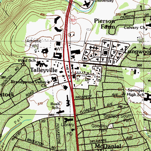 Topographic Map of Talleyville Fire Company, DE