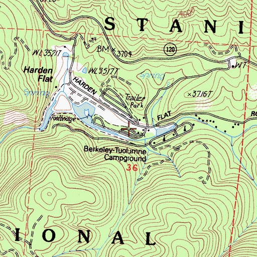 Topographic Map of Harden Flat, CA