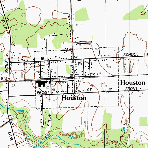 Topographic Map of Houston Volunteer Fire Company, DE