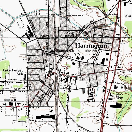 Topographic Map of Harrington Fire Company Incorporated Station 50, DE