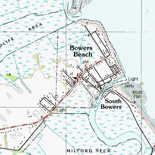 Topographic Map of Bowers Fire Company, DE
