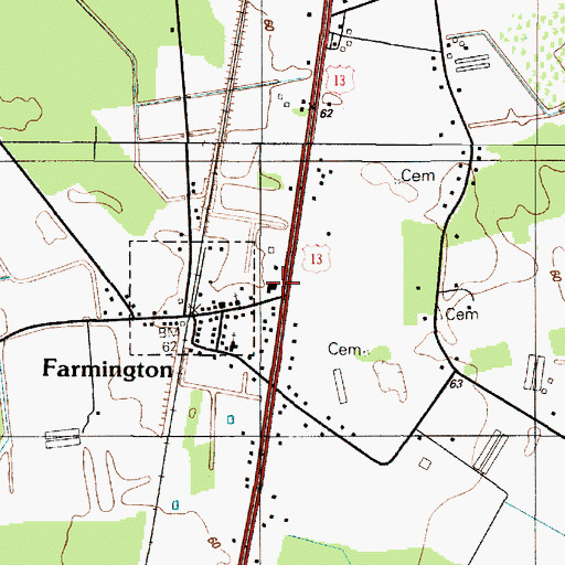 Topographic Map of Farmington Volunteer Fire Company, DE
