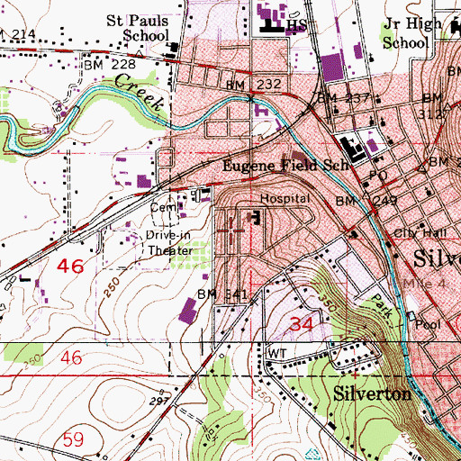 Topographic Map of Silverton Hospital, OR
