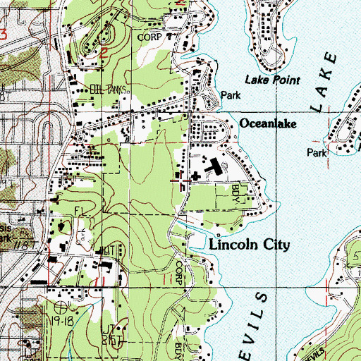 Topographic Map of Samaritan North Lincoln Hospital, OR