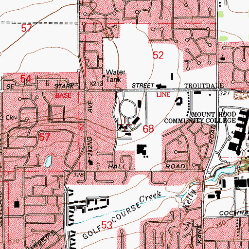 Topographic Map of Legacy Mount Hood Medical Center, OR