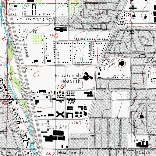 Topographic Map of Providence Medford Medical Center, OR