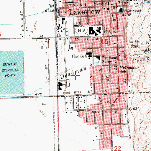 Topographic Map of Lake District Hospital, OR