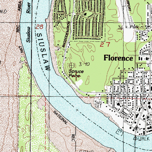 Topographic Map of Peace Harbor Hospital, OR