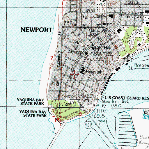 Topographic Map of Samaritan Pacific Communities Hospital, OR