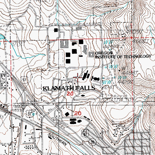 Topographic Map of Sky Lakes Medical Center, OR