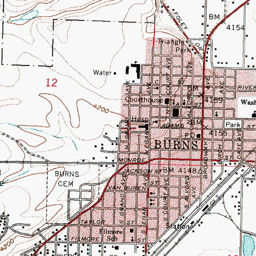Topographic Map of Harney District Hospital, OR