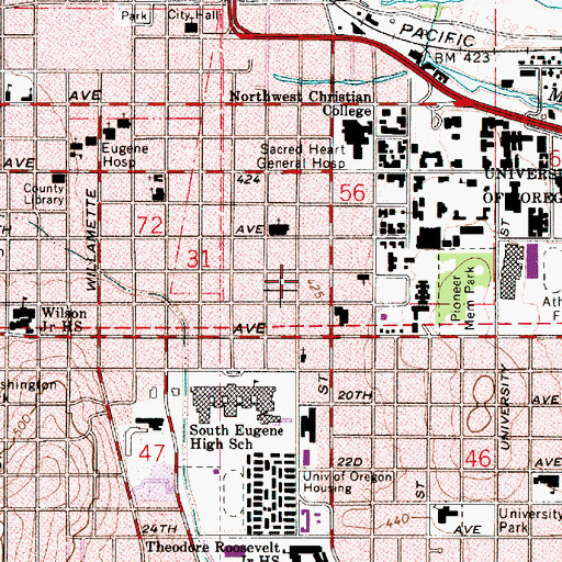 Topographic Map of Serenity Lane Treatment Center, OR