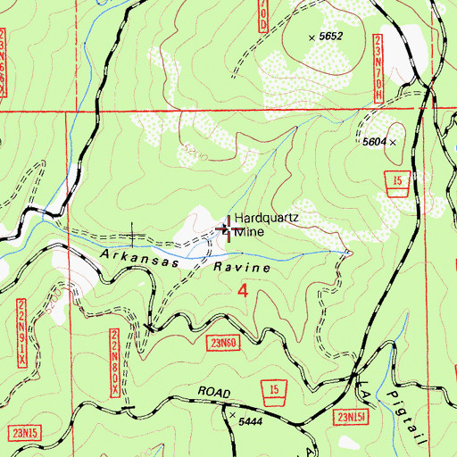 Topographic Map of Hardquartz Mine, CA
