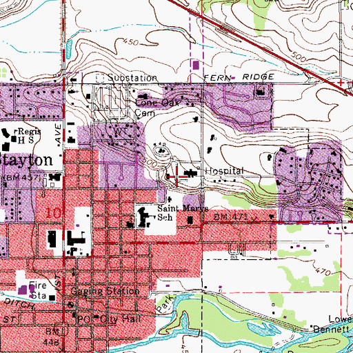 Topographic Map of Santiam Memorial Hospital, OR