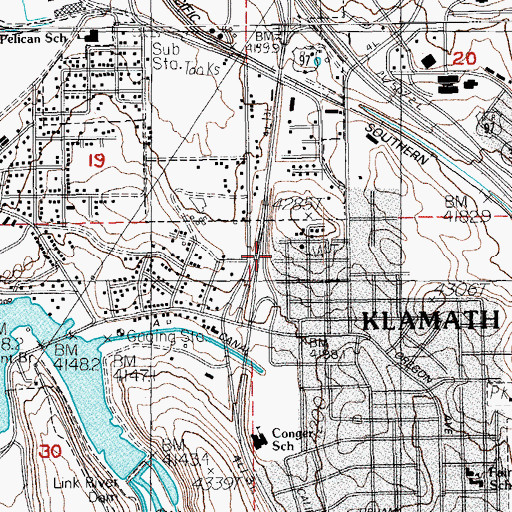 Topographic Map of Klamath Youth Development Center, OR