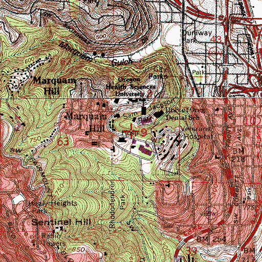 Topographic Map of Doernbecher Childrens Hospital, OR