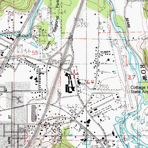 Topographic Map of Cottage Grove Community Hospital, OR