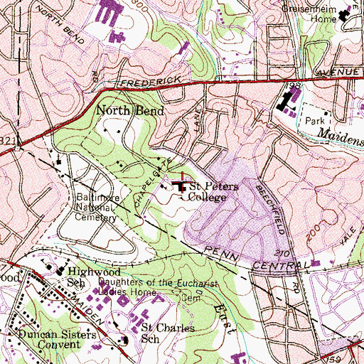 Topographic Map of The Regional Institute for Children and Adolescents Baltimore, MD
