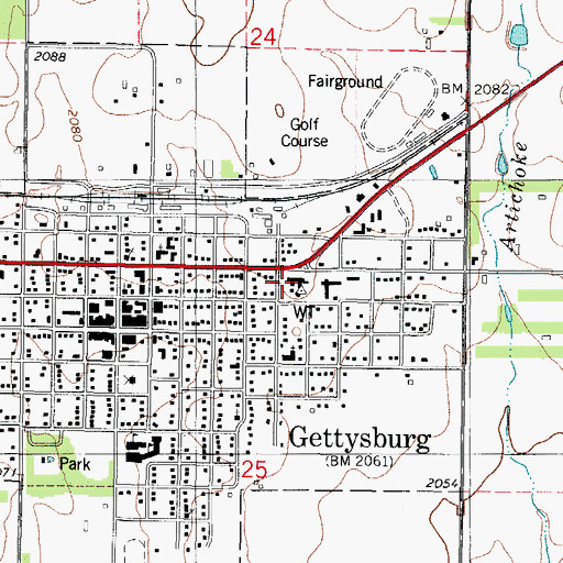 Topographic Map of Avera Gettysburg Hospital, SD