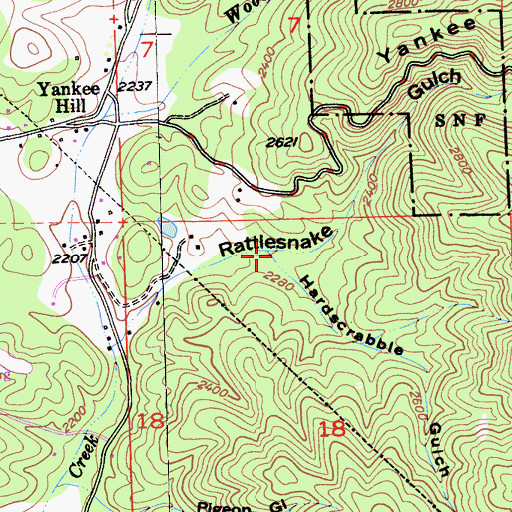 Topographic Map of Hardscrabble Gulch, CA