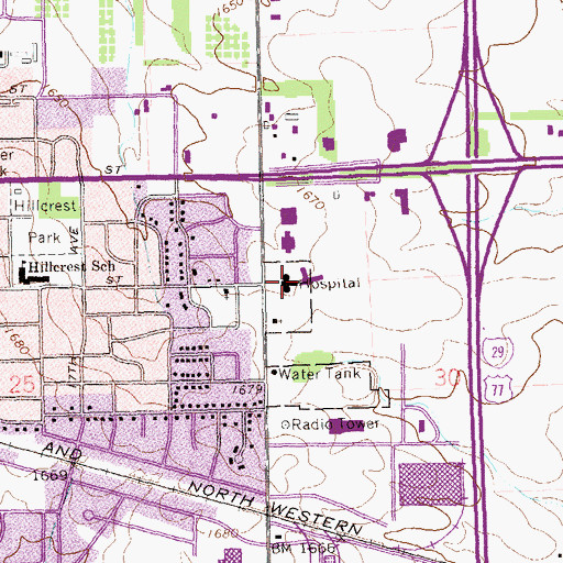 Topographic Map of Brookings Health System Center, SD