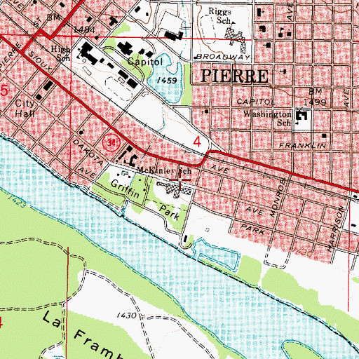 Topographic Map of Avera Saint Marys Healthcare Hospital, SD