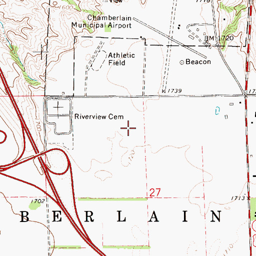 Topographic Map of Sanford Mid - Dakota Medical Center, SD